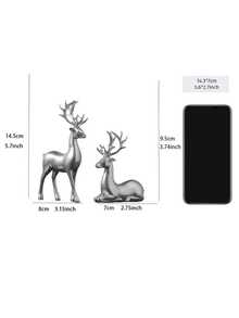 Decoración creativa de ciervo de origami minimalista dorado para Navidad, decoración de interiores, decoración de mesa de sala de estar, regalo, set de dos piezas de renos navideños, estatuas de renos dorados sentados y de pie, esculturas de renos, decoración de mesa - Multicolor - Ver 5