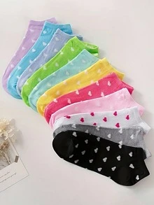 10 أزواج جوارب كاجوال ملونة متنوعة للكاحل