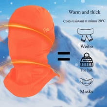 1PC Men's And Women's Winter Warm Cycling Ski Headgear Two Pieces Set, Fleece Hat, Outdoor Face Protection, Skin Friendly, Comfortable, High Elasticity Fabric Scarf, Balaclava Hat, Essential Gift For Outdoor Sports Skiing And Cycling - Multicolor - View 5