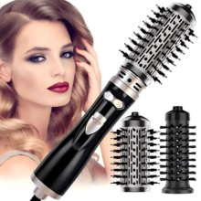 升级版旋转热风梳,一步成型,卷发直发二合一造型器,360°自动旋转,2个可互换梳头,陶瓷涂层令秀发柔顺亮泽,适合所有发质,打造卷发和顺滑直发,节日送礼佳品! - 英規插(220-240V) - 查看 15