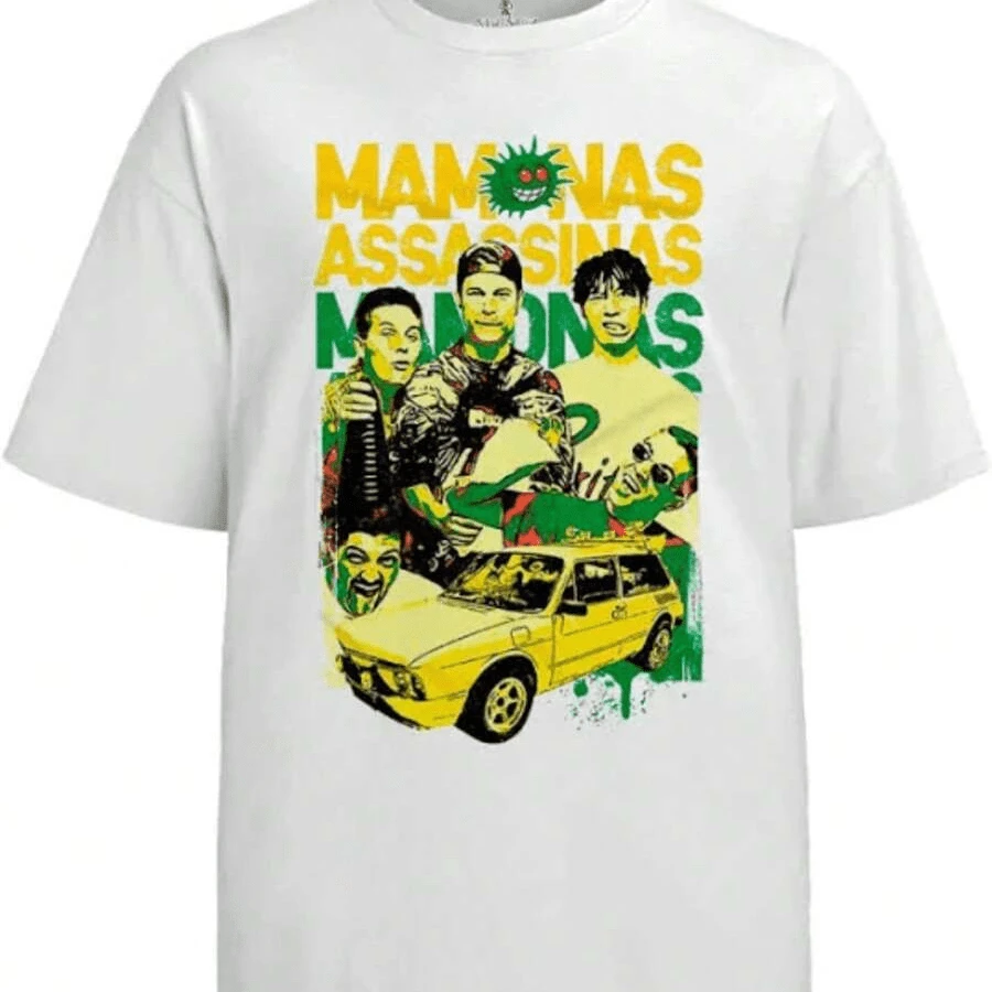 Unisex Printed T-Shirt Mamonas Assassinas Band 100% Premium Cotton T-Shirt Streetwear Casual Oversized Blouse Brazilian Rock Band Shirt - 白色 - 查看 1