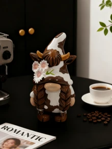 1PC Whimsical Cow - Themed Gnome Resin Decor Set This Pair Of Cute Gnomes Is Perfect For Coffee Bars, Living Rooms, Or Desks. Ideal For Adding A Playful, Charming Touch To Whimsical Home And Kitchen Decor - Multicolor - View 5