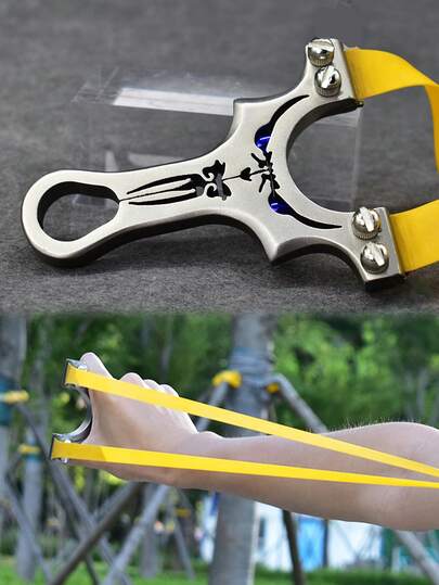 قطعة واحدة من منصات إطلاق الرصاص من الفولاذ المقاوم للصدأ للاستخدام في الهواء الطلق مع شريط مطاطي مسطح لممارسة إطلاق النار في الهواء الطلق والمنافسة، ألعاب ترفيهية لإطلاق النار على الأسماك والطيور في الهواء الطلق