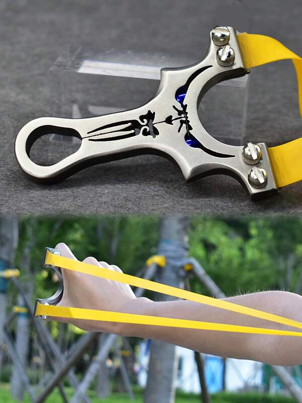 قطعة واحدة من منصات إطلاق الرصاص من الفولاذ المقاوم للصدأ للاستخدام في الهواء الطلق مع شريط مطاطي مسطح لممارسة إطلاق النار في الهواء الطلق والمنافسة، ألعاب ترفيهية لإطلاق النار على الأسماك والطيور في الهواء الطلق