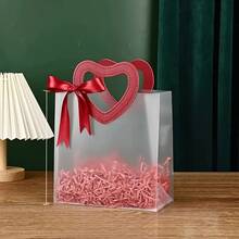 5个心形礼品袋，适用于情人节、婚礼、礼品包装（不含蕾丝蝴蝶结） - 彩色 - 查看 5