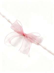 1Pc Pink Pearl Ribbon Garland, Sheer Bow Hanging Decoration For Spring, Wedding, Baby Shower, Mother's Day, Romantic Home Decor Room Decors Garden Decor Wedding Decor Home Decors - Multicolor - View 10