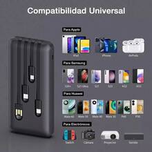 Power Bank 10000mAh, 22.5W Carga Rápida Bateria Portatil PD3.0 QC4.0, USB C Pila Portatil de 3 Salidas, Linterna Cargador para Celular Compatible - Blanco - Ver 5