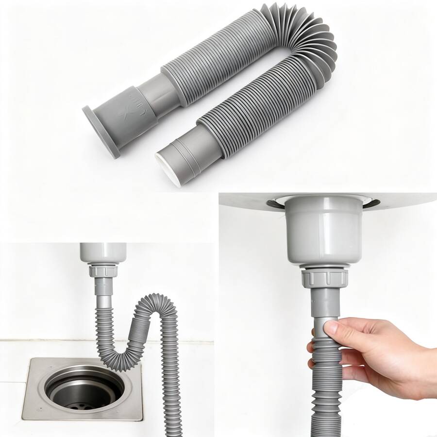 Telescopic Drain Hose - Extra-Long Thick Plastic Drain Hose With Ridged Design, Odor-Resistant, Easy To Install, Suitable For Kitchen And Bathroom Sinks - Multicolor - View 1