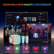 Concert Style Karaoke Mic With Colorful Light Show, Bluetooth Wireless Microphone For Kids & Teens, Voice Change Effects, Your Portable Stage For Singing Practice​ - Mint Blue - View 6