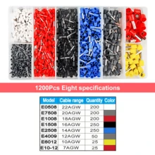 1200pcs Pipe Crimp Terminals, Multi-Style Terminal Kit, Copper Tube + Flame Retardant PVC Shell, Wire Connectors, High Precision Alloy Steel Crimping Pliers HSC8 6-4A, 0.25-10mm