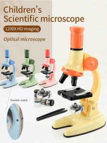 1 szt. Zestaw mikroskopu dla dzieci Zabawki laboratoryjne naukowe, mikroskop biologiczny LED 100-1200X Zabawki edukacyjne do szkoły domowej, instrumenty optyczne dla dzieci