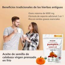 MVPCARE  6000mg Cápsulas De Aceite De Semilla De Calabaza,fórmula 2-en-1 Con Saw Palmetto Para El Crecimiento Del Cabello & Salud Del Cabellu Prensado En Frío,rico En Ácidos Grasos 150cápsulas - Otros - Ver 5
