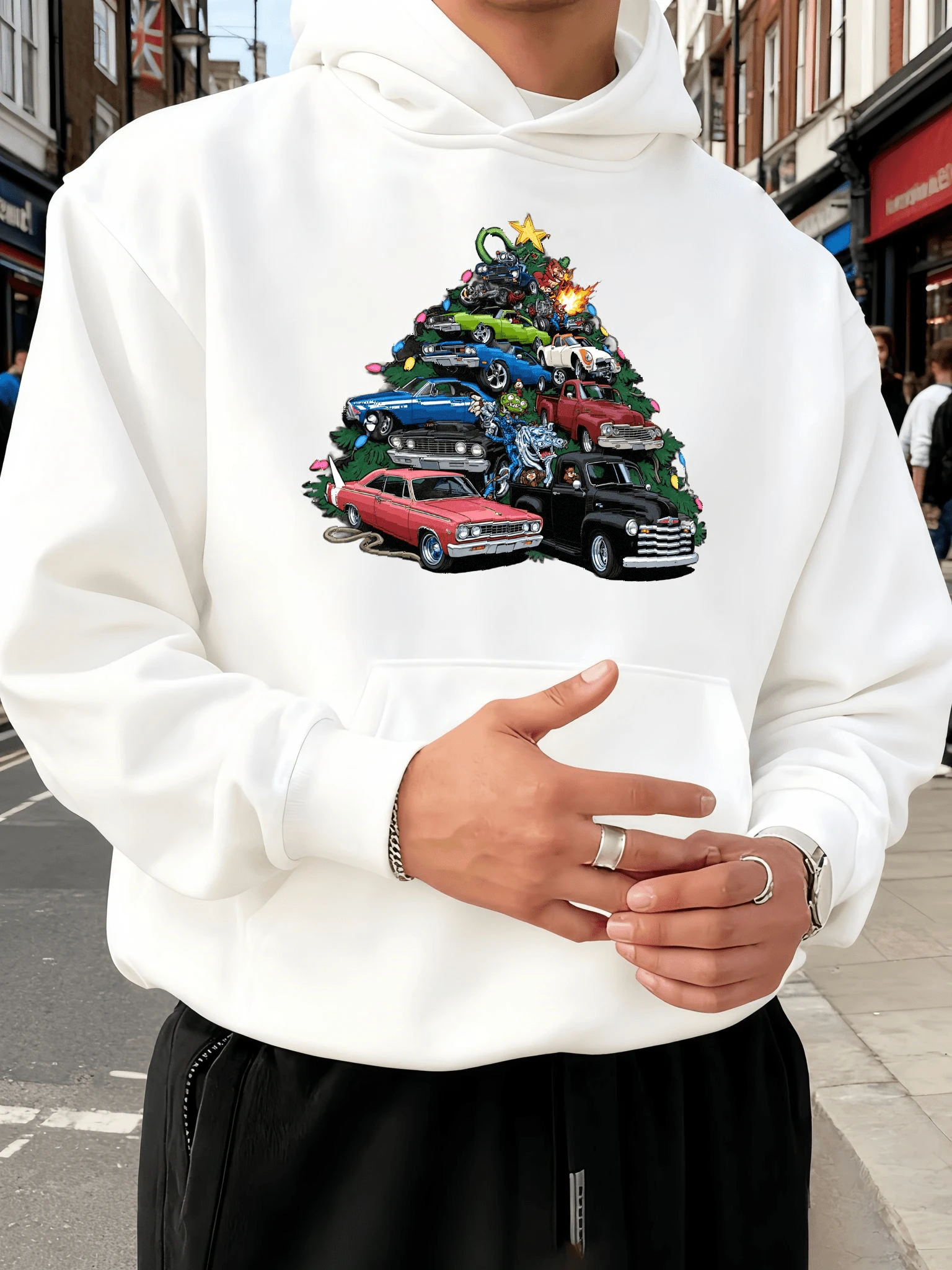 Hooded Sweatshirt Men In Spring And Autumn, Soft Fabric, Suitable Home And Outing - White - View 1
