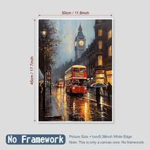1 Pieza de Pintura en Lienzo de Escena Romántica de la Calle de Londres, Hermosa Escena Nocturna de Arte en Lienzo sin Marco, Adecuada para Sala de Estar, Dormitorio, Pasillo - transparente - Ver 12