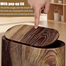 One 3.7-Gallon Double-Bin Trash Can With Lid, Odor-Proof, Push-To-Open, Plastic Trash Can With Built-In Handle, Easy To Clean, Rust-Resistant, Ideal For Compact Spaces Such As Bathrooms, Kitchens, Offices, And Commercial Settings. - Quả óc chó - Xem 6