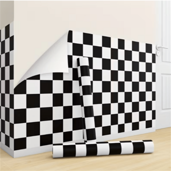 1 Roll Self-Adhesive Waterproof Pink & White Plaid Vinyl Wallpaper, Minimalist Grid Pattern, Peel And Stick, Oil-Resistant, Easy To Clean PVC Wall Contact Paper, Suitable For Living Room, Kitchen, Bedroom, Home Office And Dorm Decor