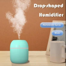 1 szt. Zasilany przez USB 220 ml Mini nawilżacz powietrza w kształcie kropli i dyfuzor olejków eterycznych, do użytku w samochodzie i w domu, odpowiedni do biura i domu