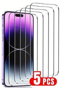 5pcs High-Definition Transparent Shockproof Tempered Glass Screen Protector Film Compatible With Apple 11/12/13/14/15/16/17 Screen Protection Essentials, Applicable To Daily Shield, Office, Home Daily Shield Office Home Phone Screen Protector Phone Accessories Waterproof Anti-Fall Scratch Resistant
