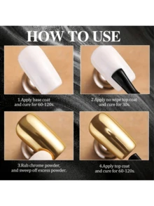 1包全息激光美甲闪粉，适用于凝胶指甲油装饰，闪亮亮片美甲粉配双头眼影刷，美甲礼物，适合女性和女孩，DIY美甲，情人节，美甲用品 - 寶藍色 - 查看 5