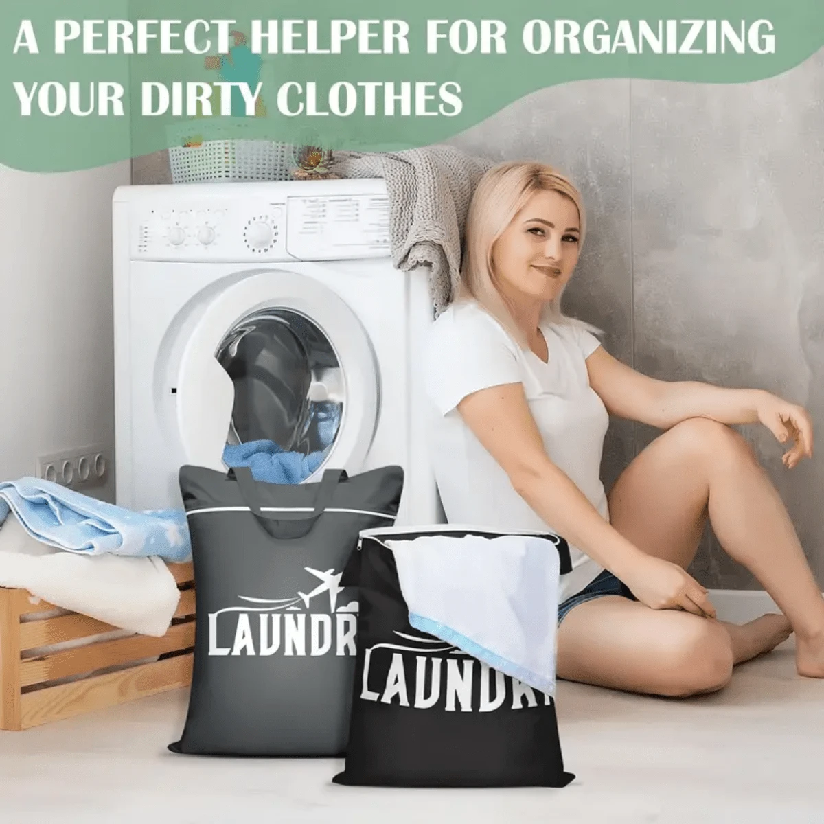 1 Peça Bolsa de Lavanderia de Viagem Lavável, Adequada para Fraldas, Roupas Sujas, Roupas de Banho, Academia, Dormitório, Separação Seco e Úmido, Organização de Roupas e Equipamentos Esportivos - Essencial para Casa e Viagem, Design em Poliéster Durável