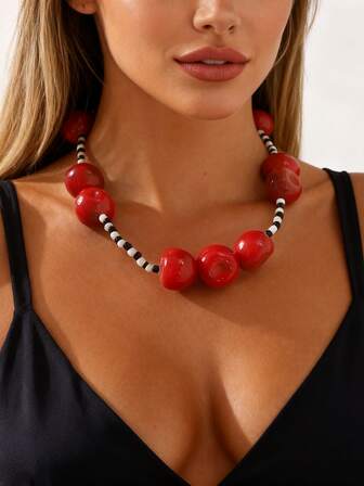 1对手工串珠可爱甜美樱桃吊坠耳环（女士款）