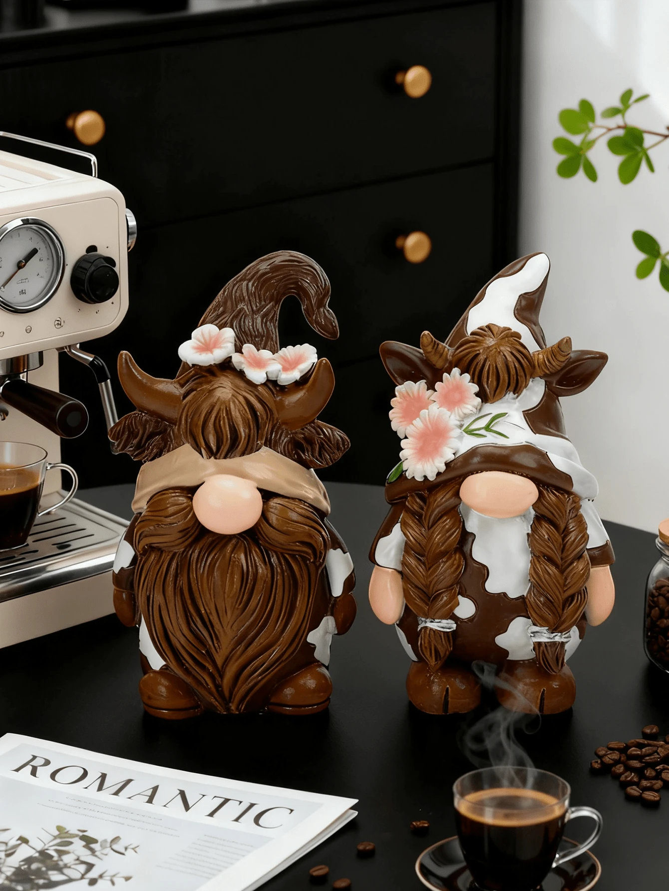 1PC Whimsical Cow - Themed Gnome Resin Decor Set This Pair Of Cute Gnomes Is Perfect For Coffee Bars, Living Rooms, Or Desks. Ideal For Adding A Playful, Charming Touch To Whimsical Home And Kitchen Decor - Multicolor - View 1