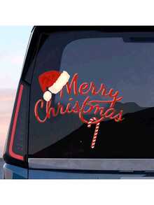 1pc Christmas Santa Claus Hat Car Window Sticker, Applicable To Glass, Metal, Ceramic Surfaces, Perfect For Christmas And Halloween Gifts - Easy To Apply And Remove, No Residual Glue!