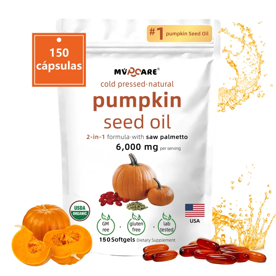 MVPCARE 6000mg Cápsulas De Aceite De Semilla De Calabaza,fórmula 2-en-1 Con Saw Palmetto Para El Crecimiento Del Cabello & Salud Del Cabellu Prensado En Frío,rico En Ácidos Grasos 150cápsulas - Otros - Ver 1