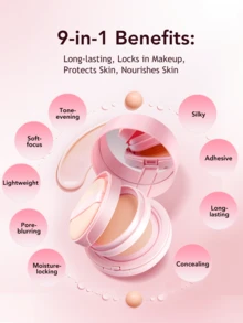 HEXZE 二合一气垫粉底+定妆粉，SPF25 PA+++，护肤彩妆，高遮瑕，祛痘，持久妆效