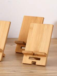 1pc Simple Bamboo Book Stand With Wooden Base-A Multifunctional Desk Organizer For Charging, Displaying, And Storing Tablets, Designed As A Student Study Stand And Office Desk Organizer. Features A Detachable And Adjustable Wooden Base With Decorative Elements. - Multicolor - View 6