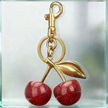 Este adorable llavero con forma de cereza, diseñado específicamente para mujeres, es el accesorio perfecto para tu bolso y un regalo ideal para Navidad y Año Nuevo. - Rosa Fucsia - Ver 7