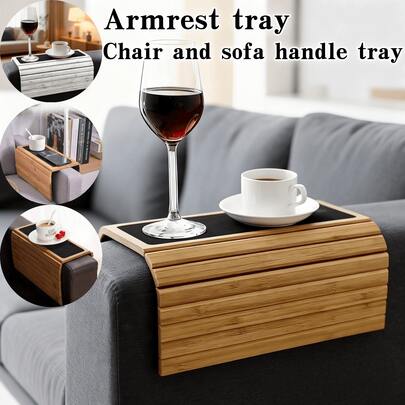 1pc/2pcs Armrest Tray, Sofa Armrest Tray, Recliner Armrest Tray, Tabletop Tray, Wooden Armrest Tray For Sofa Side Table, Armrest Holder For Table & Chair, Tabletop Storage & Display Box, Decorative Tray & Bowl, Home Decor Tray, Foldable Storage Tray - Multi-Color Options, Jewelry Box And Storage Box, Trinket Tray, Portable Foldable Wooden Tray, Suitable For Ramadan, Thanksgiving, Christmas, New Year, Valentine's Day, St. Patrick's Day, Easter, Labor Day