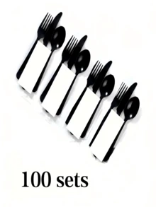 100pcs/Set Disposable Cutlery Set, Individually Packaged, Includes: 100 Forks, 100 Knives, 100 Spoons, 100 Napkins, 100 Toothpicks, Suitable For Holidays, Weddings, Banquets, Parties, BBQs, Vacations, Picnics, Camping, Bachelor Parties, Restaurants, Takeout, Etc. - Multicolor - View 21