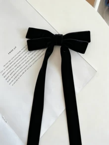 1个女士黑色丝绒发夹，时尚简约，带蝴蝶结装饰，适合日常佩戴，优雅爪夹，发饰，学生用品，发夹，女士/女孩发饰，女士发饰 - 黑色 - 查看 3
