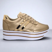 MUJER ZAPATILLAS DEPORTIVAS CON CORDONES TENIS DE PLATAFORMA ORO ROSA ROSE GOLD - Rosa Oxidada - Ver 2