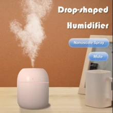 1 szt. Zasilany przez USB 220 ml Mini nawilżacz powietrza w kształcie kropli i dyfuzor olejków eterycznych, do użytku w samochodzie i w domu, odpowiedni do biura i domu