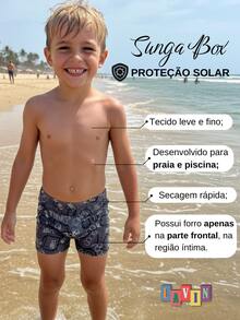 Lavin Basic Kids' Swim Trunks, UV Protection, Quick Dry, Sizes 4 To 16 - Gris - Ver 2