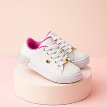 Set Of 3 Girls' Sneakers - Comfortable And Practical, Colors That Charm, Sizes 25 To 36 | ADD TO CART - White/Pink+Black/Pink+Black Glitter - View 10