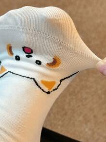 1/4 双卡通可爱动物和抽象趣味中筒袜，秋冬款