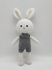 24 厘米手工制作的韩式毛线兔子毛绒玩具，高品质收藏礼物，适合婚礼、节日、生日、洗礼、复活节 - 彩色 - 查看 10