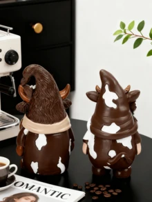 1PC Whimsical Cow - Themed Gnome Resin Decor Set This Pair Of Cute Gnomes Is Perfect For Coffee Bars, Living Rooms, Or Desks. Ideal For Adding A Playful, Charming Touch To Whimsical Home And Kitchen Decor - Multicolor - View 3