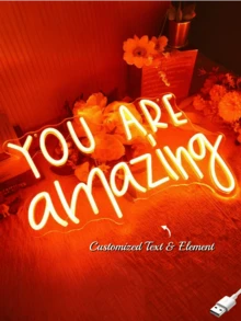 Customized LED Neon Light Room Decor, Personalized Neon Light Wedding Gift, Holiday Neon Light Home Decor Wedding Backdrop, USB Powered, Romantic Home Decor, Perfect For Wall Decor, Christmas, Halloween, Party, Thanksgiving, Bar, Bedroom, Women, Girls, Wedding, Birthday, Game Room And More - Easy To Clean - Orange - View 4