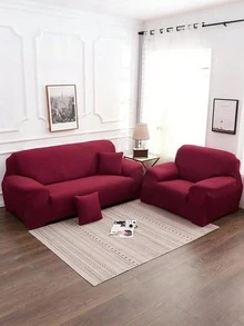 1pc Solid Color Sofa Cover, Elastic Sofa Protector, Non-Slip Design, Soft & Breathable, Fits All Sizes, Suitable For All Seasons & Themes, Machine Washable Sofa Cushion Cover - Burgundy - View 7