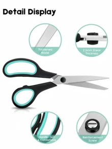 3 件套重型剪刀套装：专业级超锋利精密刀片，配有符合人体工程学的舒适握柄。轻松剪纸、布料、卡片纸、照片和工艺材料。非常适合办公室任务、家庭组织、学校项目、缝纫和 DIY 工艺。非常适合学生、教师、艺术家、秘书和 DIY 爱好者。圣诞节、圣诞节剪纸、圣诞节包装切割 - 彩色 - 查看 3