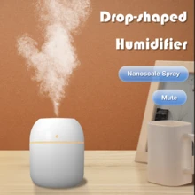 1 szt. Zasilany przez USB 220 ml Mini nawilżacz powietrza w kształcie kropli i dyfuzor olejków eterycznych, do użytku w samochodzie i w domu, odpowiedni do biura i domu