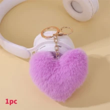20个毛绒心形钥匙扣，情人节装饰，心形毛球，汽车装饰，包包装饰，吊坠汽车钥匙扣，适合作为情人节礼物，可爱钥匙扣，钥匙扣装饰品，女士礼物手提包配件 - 彩色 - 查看 9