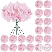 48/60pcs Light Purple Artificial Hydrangea Flowers Bulk With Stems, Silk Faux Hydrangea Heads For Easter Decor - 淺紫色 - 查看 12