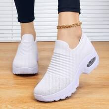 女士针织气垫减震休闲一脚蹬乐福鞋、舞蹈摇动运动鞋