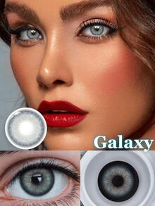 Lalens Galaxy 蓝色美瞳，适合深棕色眼睛，自然蓝色，半年抛型；Norko 蓝色美瞳 | 6 个月抛型，日戴型，2 片装软性隐形眼镜 - 星空藍 - 查看 3