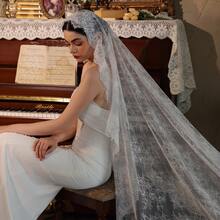 1pc Lace Bridal Veil, Vintage Mid-Length Cathedral Train Wedding Dress Headpiece Valentine's Day Accessories